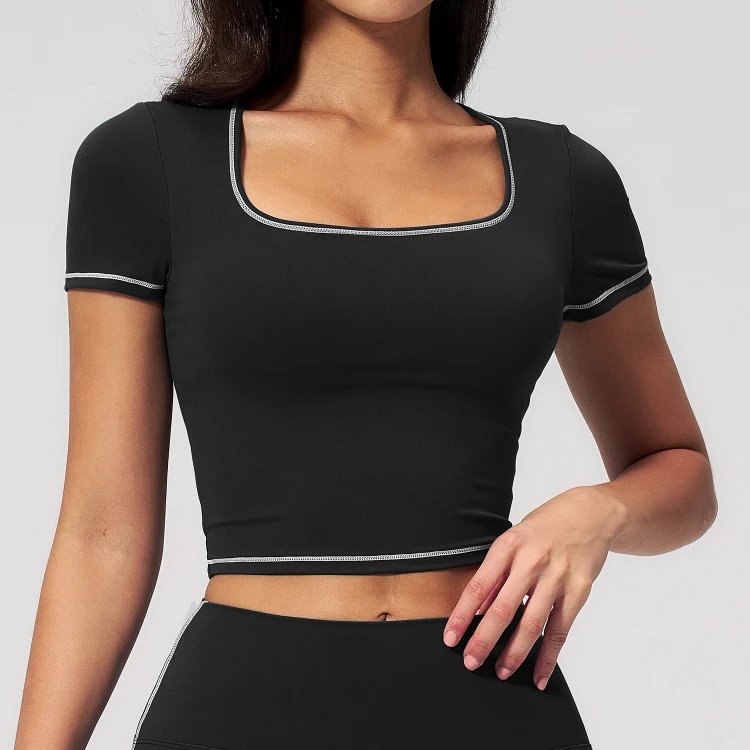 Fabric For Yoga Custom Activewear Design Assistance For Teams Short Sleeve Yoga Tops T-Shirt