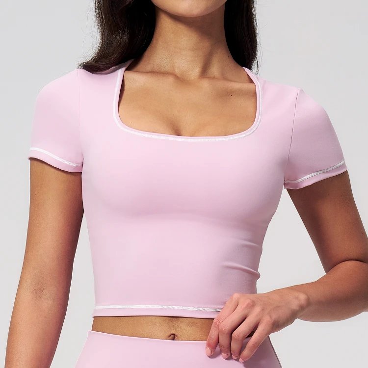 Fabric For Yoga Custom Activewear Design Assistance For Teams Short Sleeve Yoga Tops T-Shirt