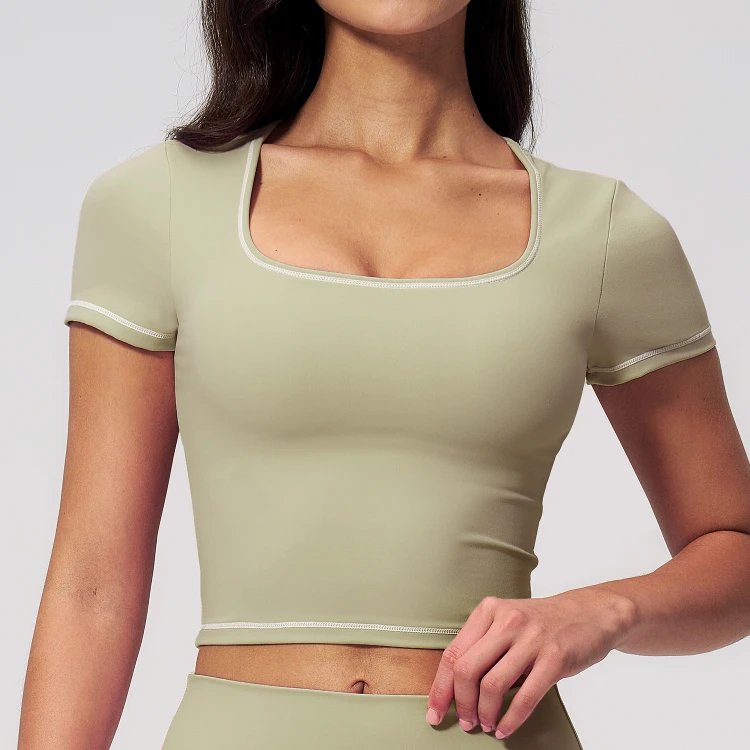 Fabric For Yoga Custom Activewear Design Assistance For Teams Short Sleeve Yoga Tops T-Shirt