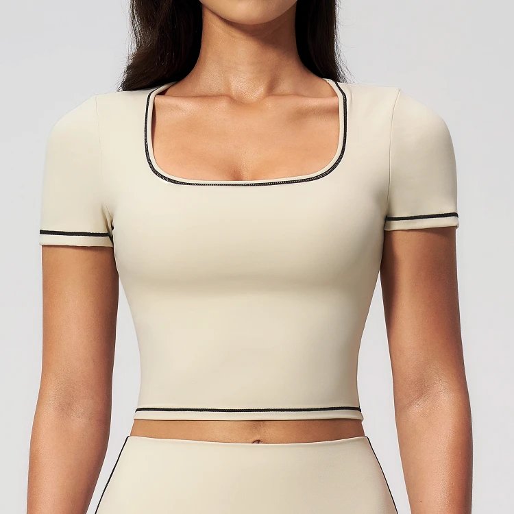 Fabric For Yoga Custom Activewear Design Assistance For Teams Short Sleeve Yoga Tops T-Shirt
