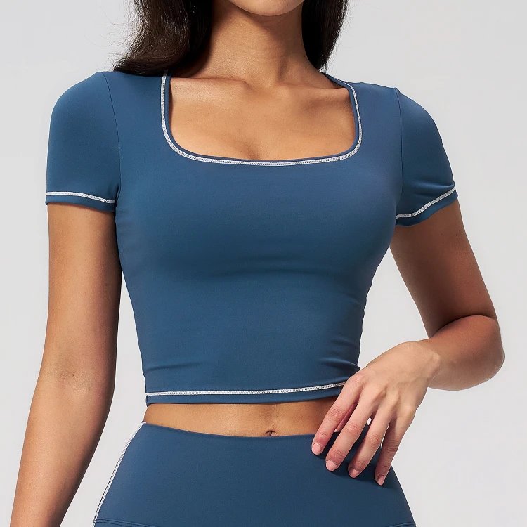 Fabric For Yoga Custom Activewear Design Assistance For Teams Short Sleeve Yoga Tops T-Shirt