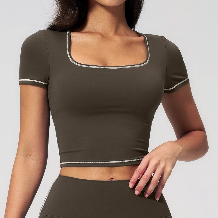 Fabric For Yoga Custom Activewear Design Assistance For Teams Short Sleeve Yoga Tops T-Shirt