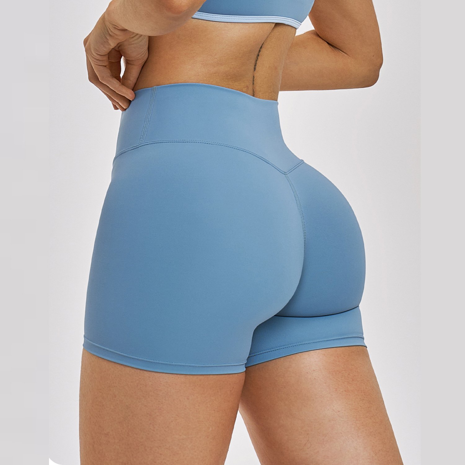 Private Label Yoga Wear Custom Logo Yoga Wear Tight Fitting Wide Waistband Shorts