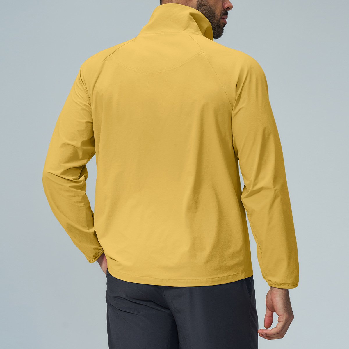 Men’s Skin-Friendly Breathable Water-Resistant Outdoor Sports Jacket with Stand-Up Collar for ...