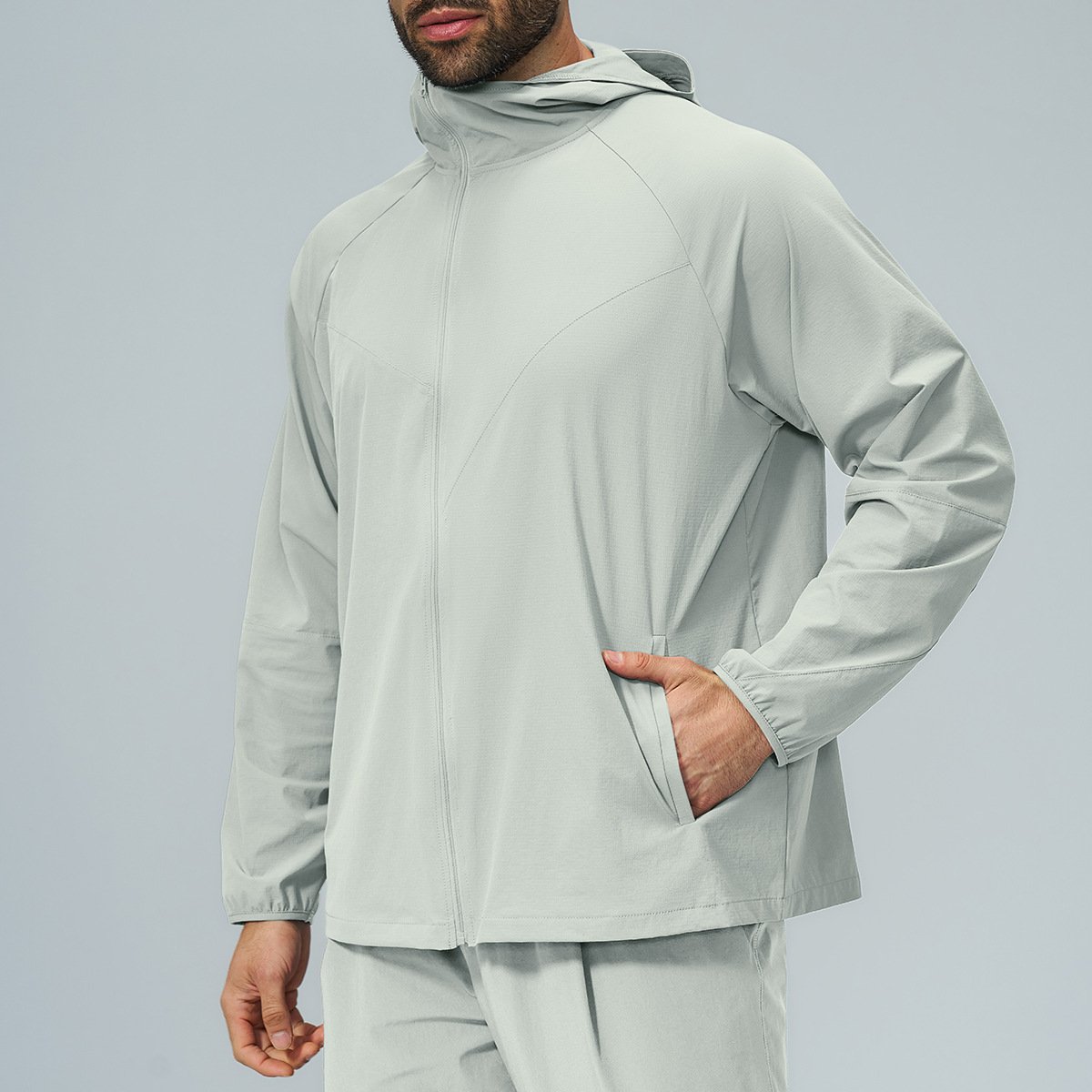 Eco-Friendly Recycled Skin-Friendly Quick-Drying Water-Repellent Men’s Outdoor Sports Zip-Up H...