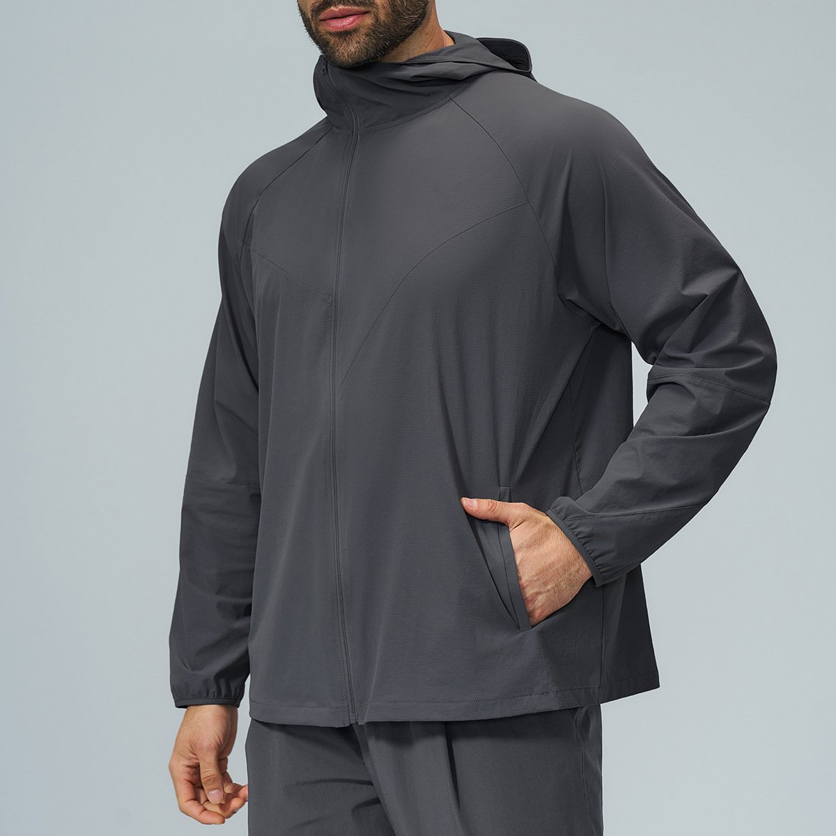 Eco-Friendly Recycled Skin-Friendly Quick-Drying Water-Repellent Men’s Outdoor Sports Zip-Up H...