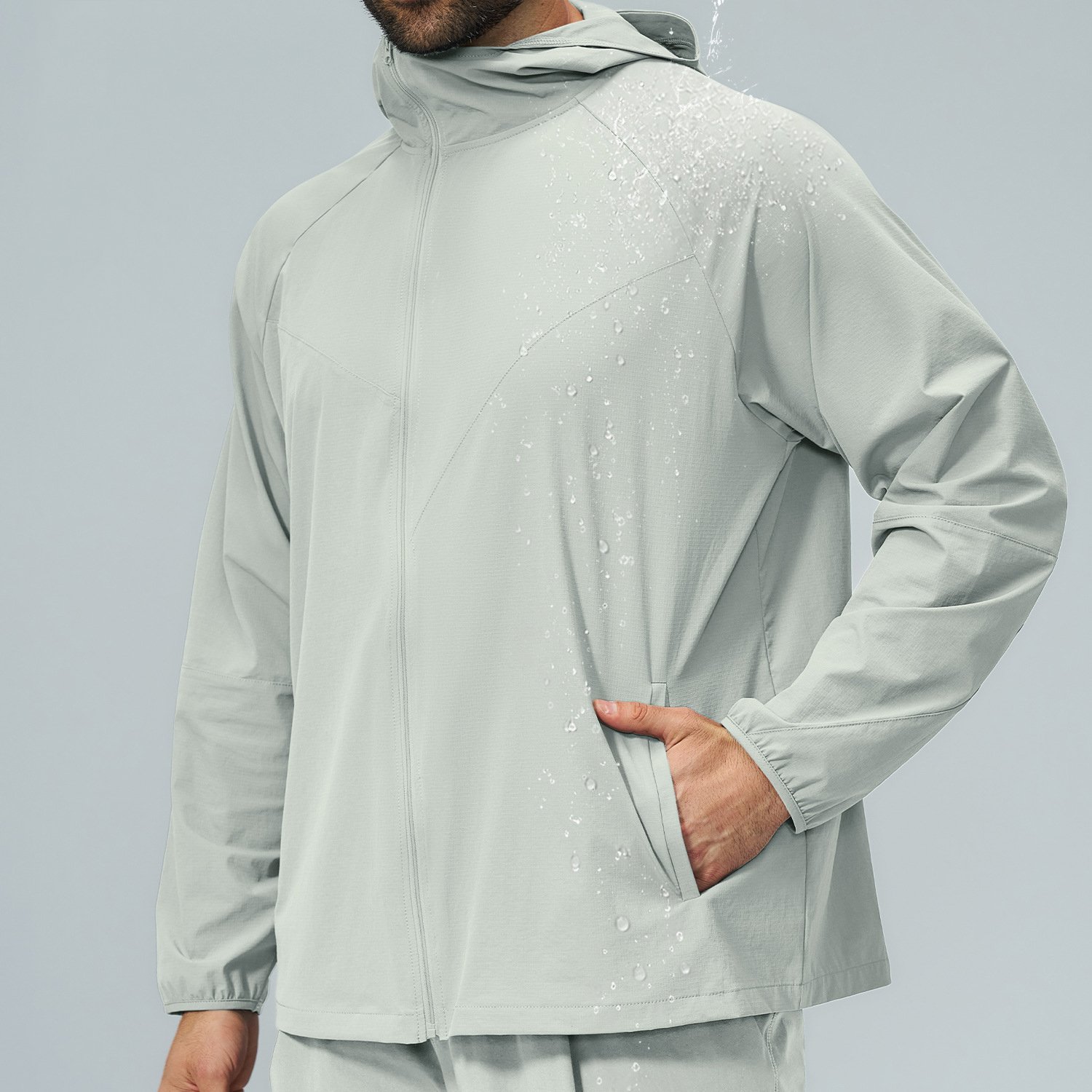 Eco-Friendly Recycled Skin-Friendly Quick-Drying Water-Repellent Men’s Outdoor Sports Zip-Up H...