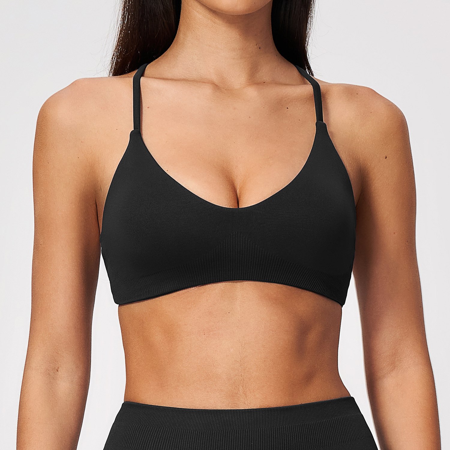 Custom Yoga Leggings With Logo Custom Fitness Brand Minimal Style Seamless Sports Bra