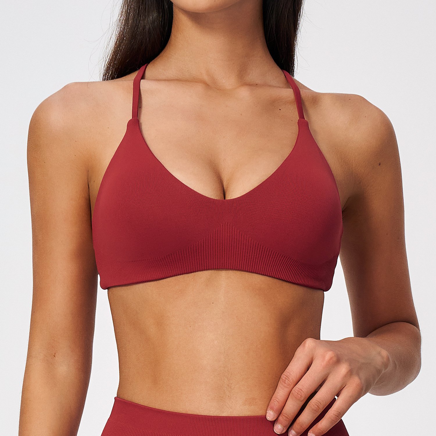 Custom Yoga Leggings With Logo Custom Fitness Brand Minimal Style Seamless Sports Bra
