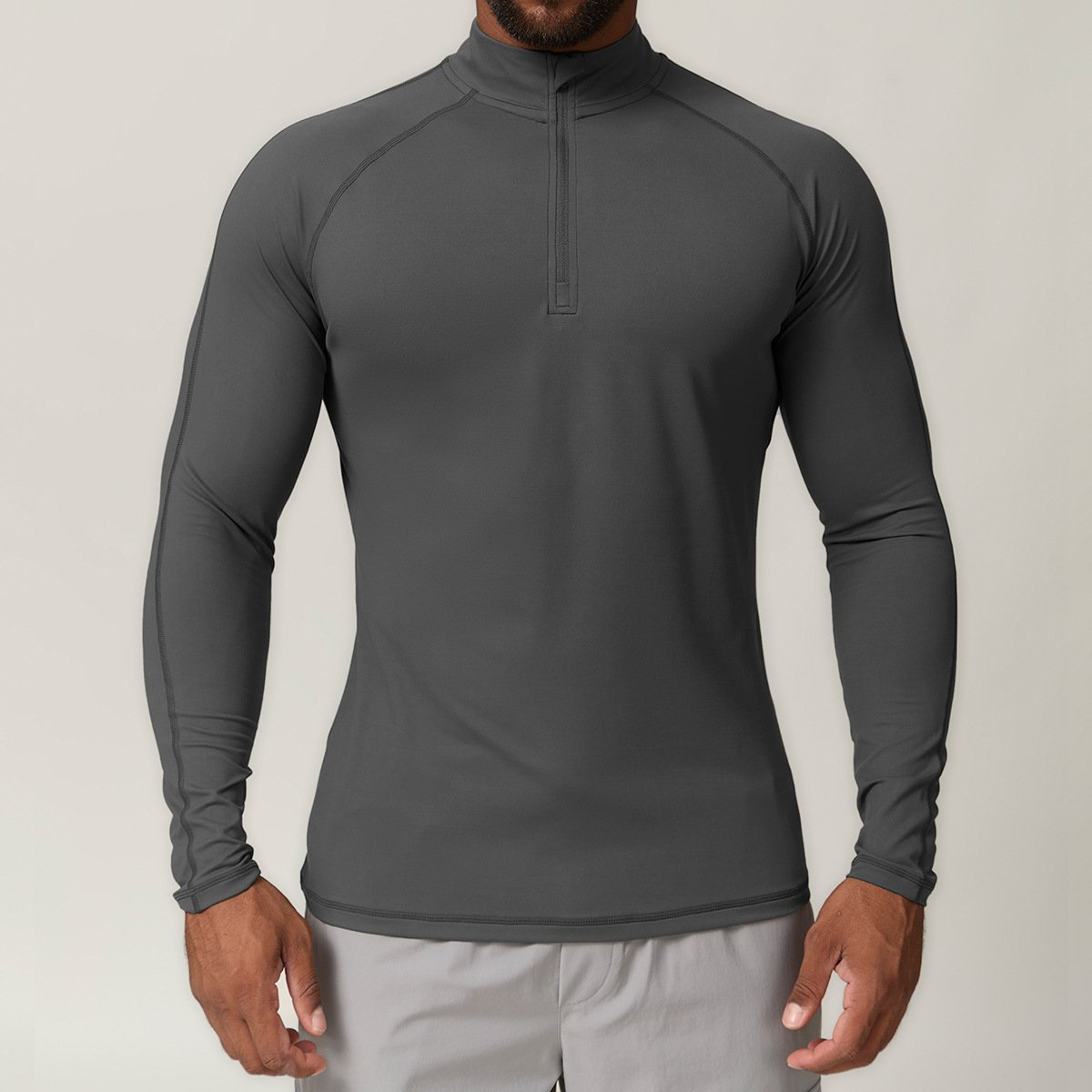 Men’s Zip Sports Long Sleeve Shirt – Custom Activewear for Gym, Running & Commuting