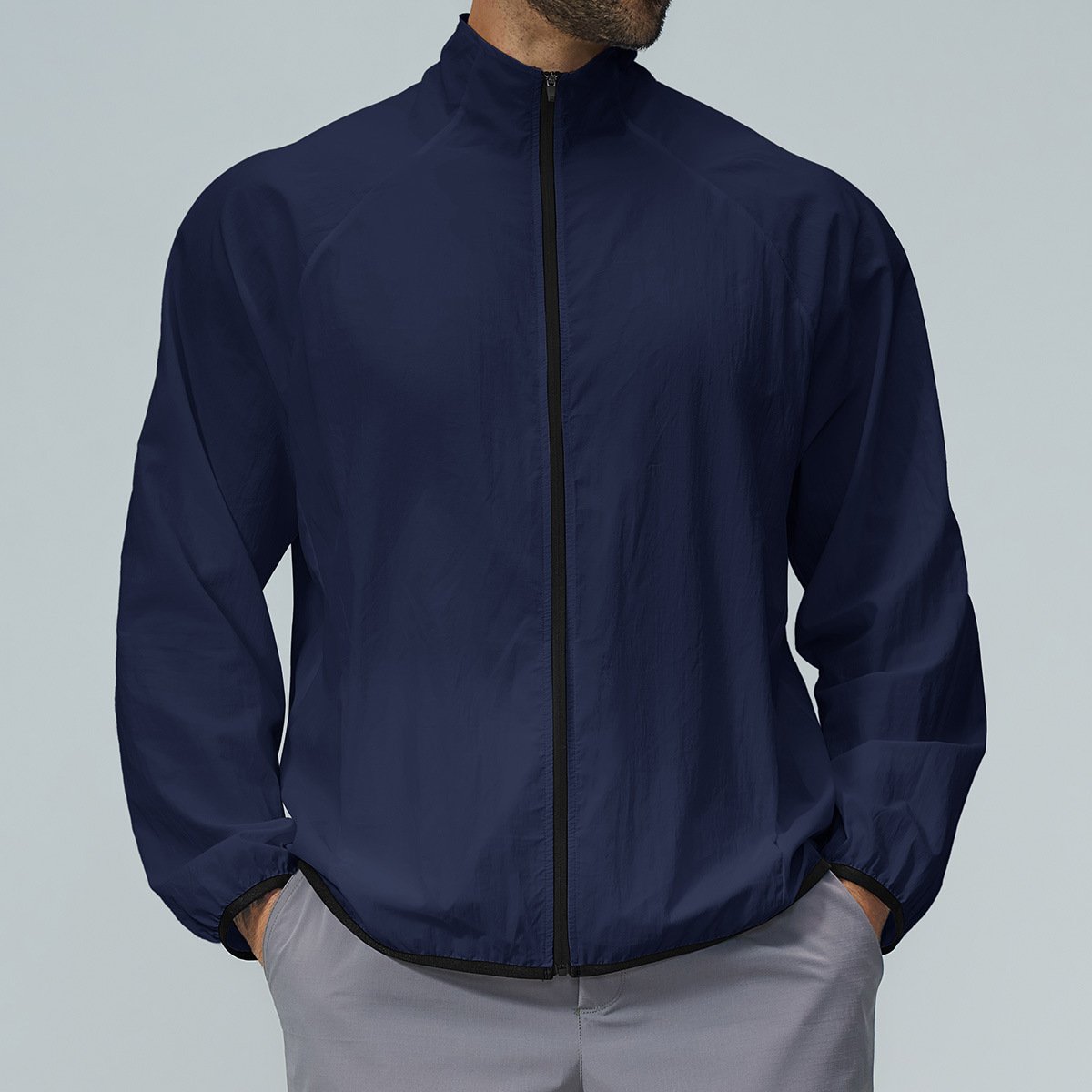 Men’s Quick Dry Stand Collar Sports Jacket – Small Batch Activewear for Hiking & Traini...