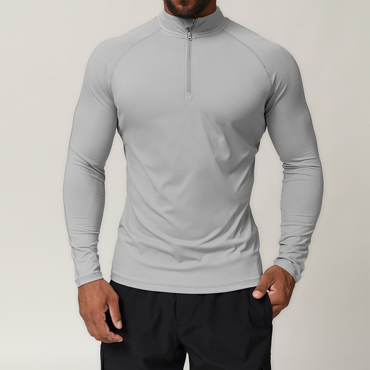 Men’s Zip Sports Long Sleeve Shirt – Custom Activewear for Gym, Running & Commuting