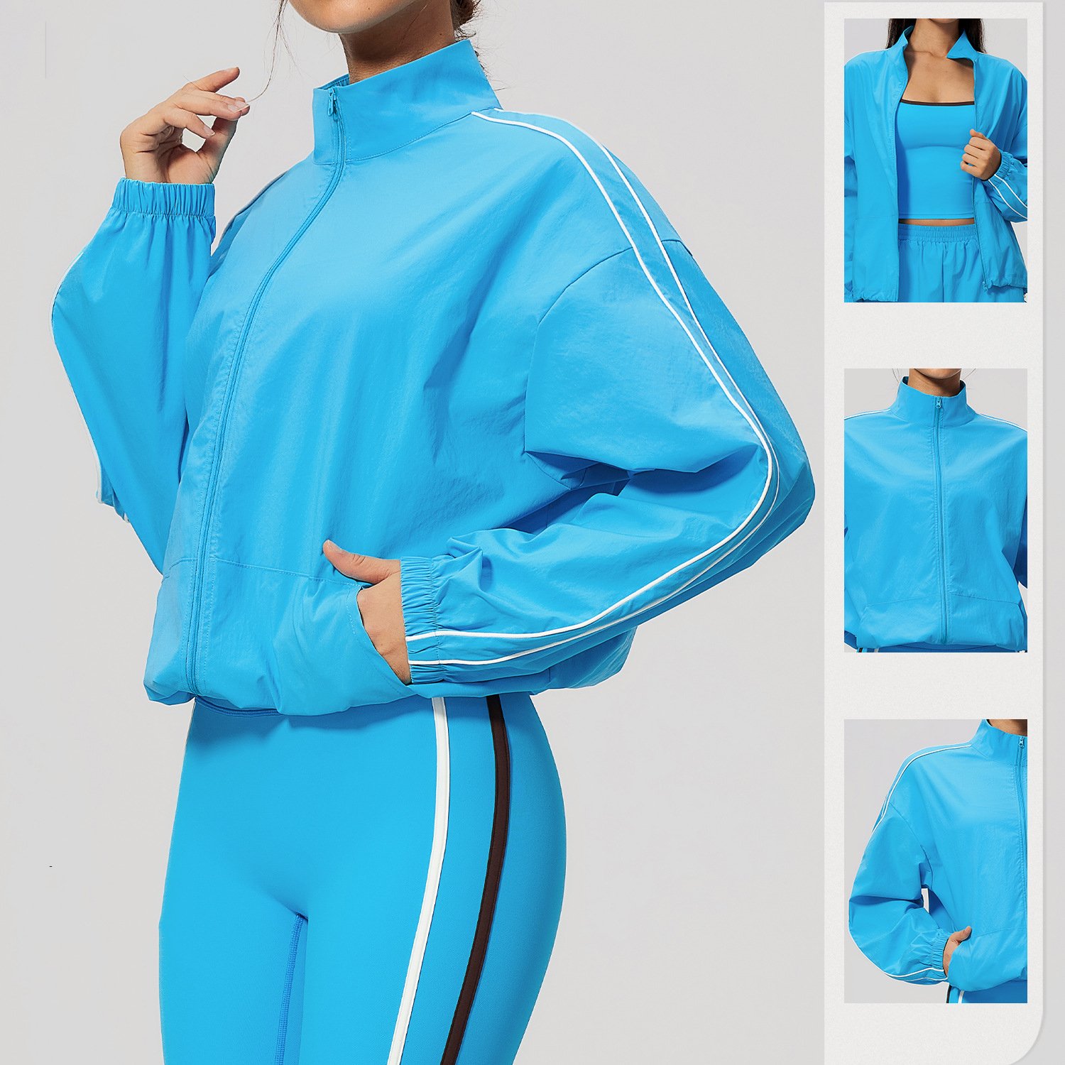 Clothes Supplier Womens Yoga Wholesale Fabric Crossword UV-Protective Jacket