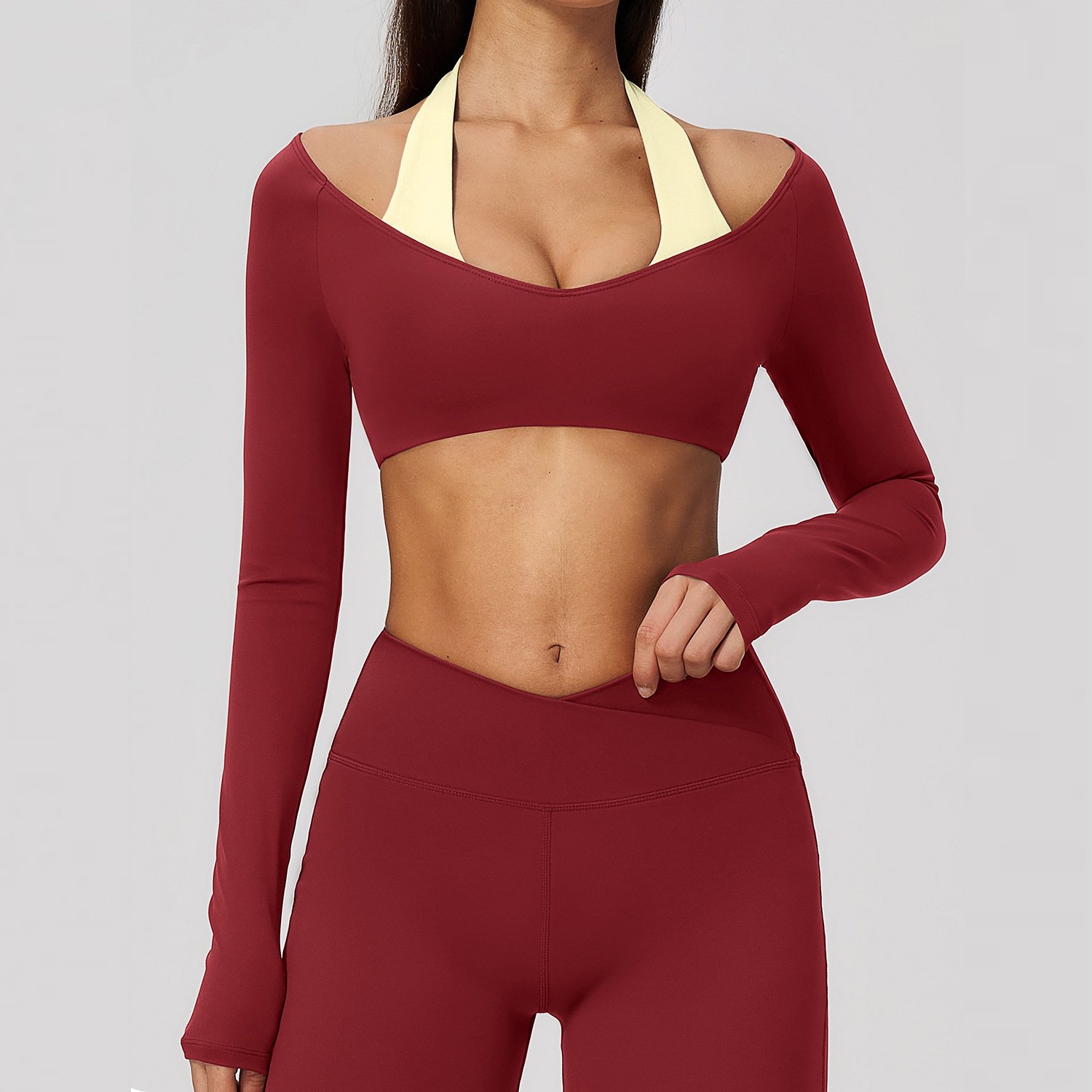 Wholesale Yoga Wear Trademark Sportswear Yoga Clothing Manufacturer Long Sleeve Yoga Tops T-Shirt
